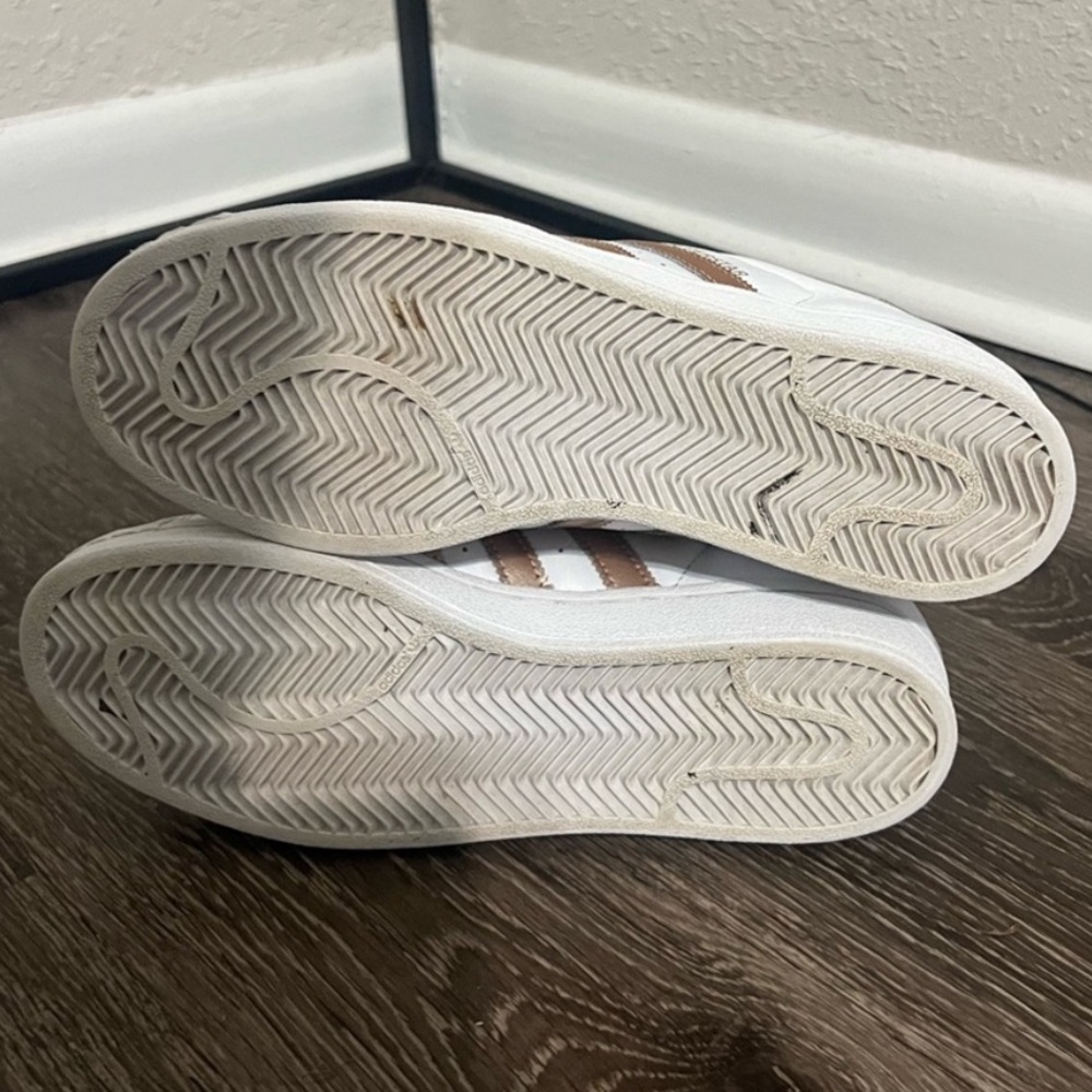 Adidas White and Rose Gold Superstar Sneakers - Picture 7 of 7